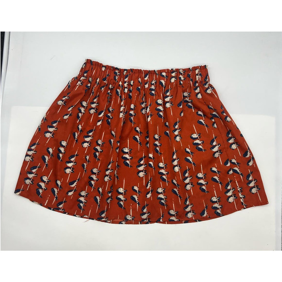 RED CAMEL Women's Elastic Waist Slip On Mini Skirt Bird Design Size Medium - Picture 2 of 8